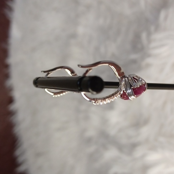 Colleen Lopez Sterling Silver Ruby & White Zircon Heart Drop Earrings NEW - Picture 5 of 9